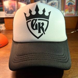 Retro Gridiron Kings GK Crown Snapback Hat - Black & White Mesh Trucker